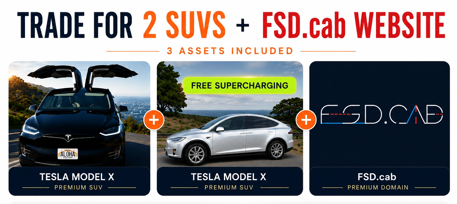 FS or Trade: Potential autonomous cab business: 2 EV SUVs, prepaid fuel, website, and 3 letter domain - Image 1