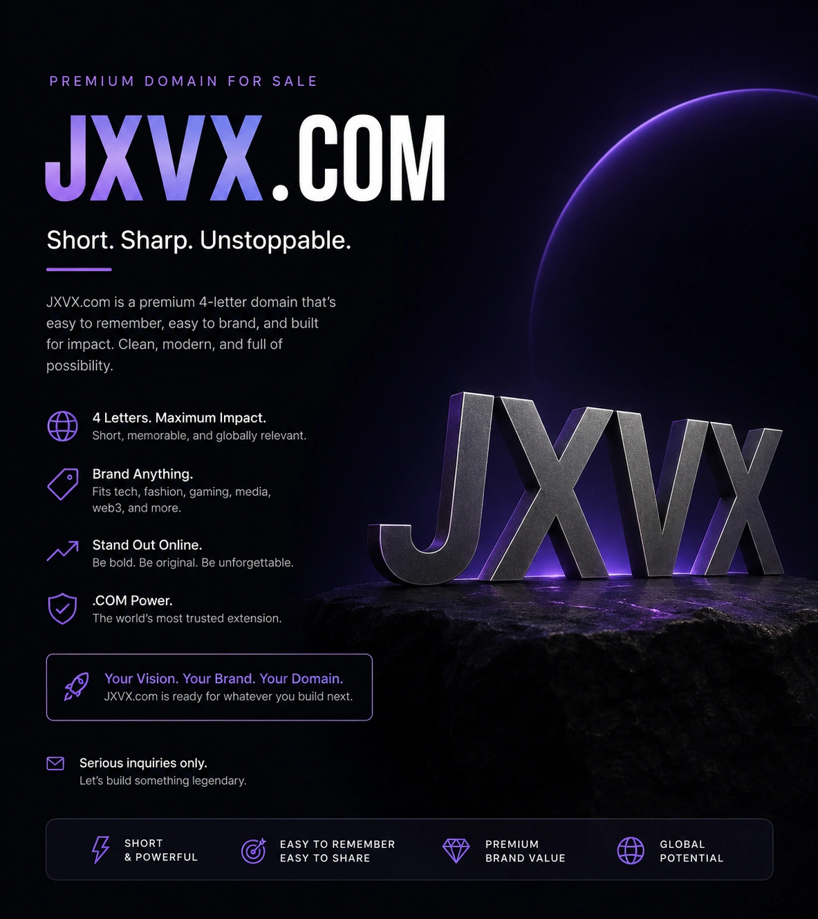 jxvx.com Premium 4 letter .com domain - Image 1